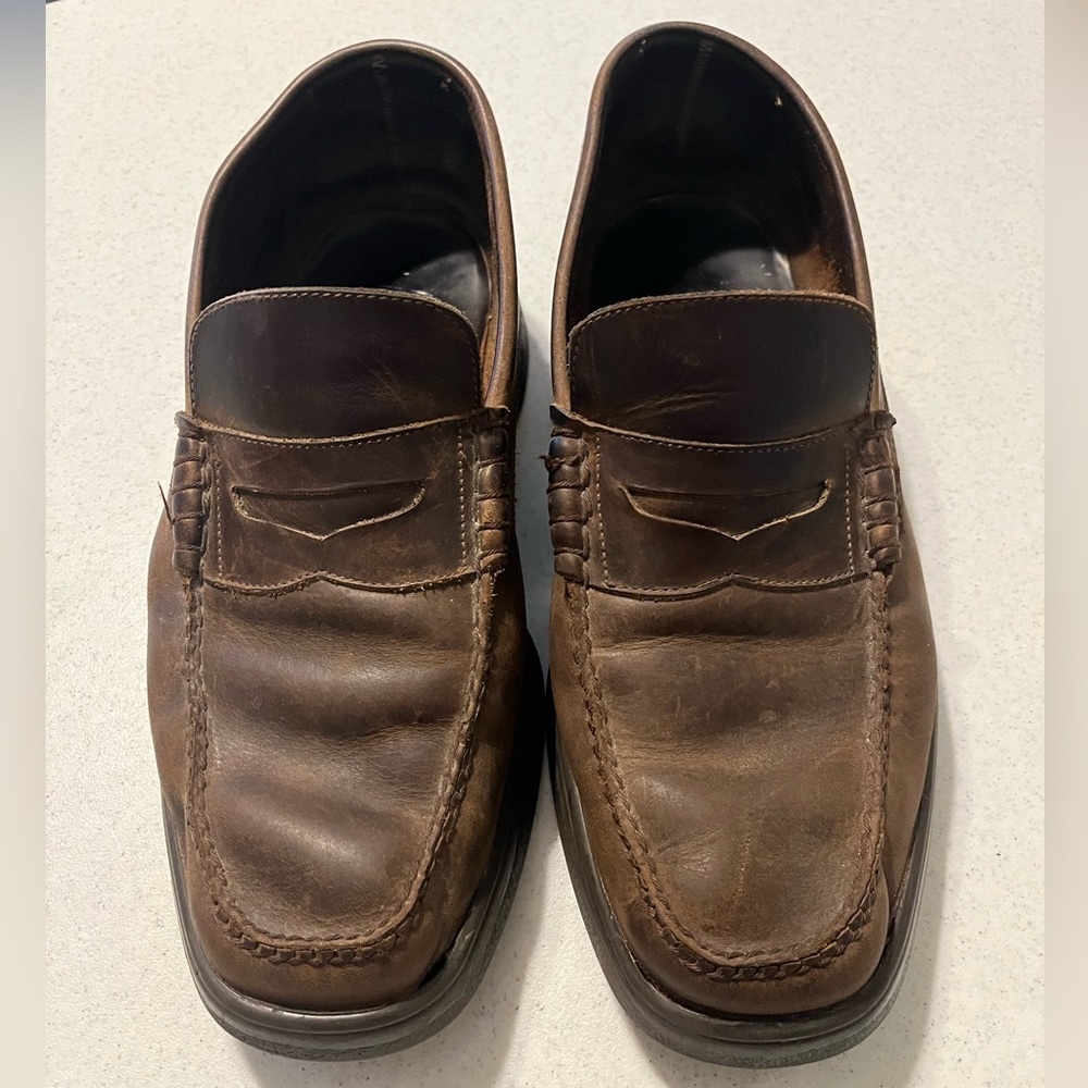 Reduced-Brown Leather Slip-On Loafers from Hitchcock for an Extra Wide Man